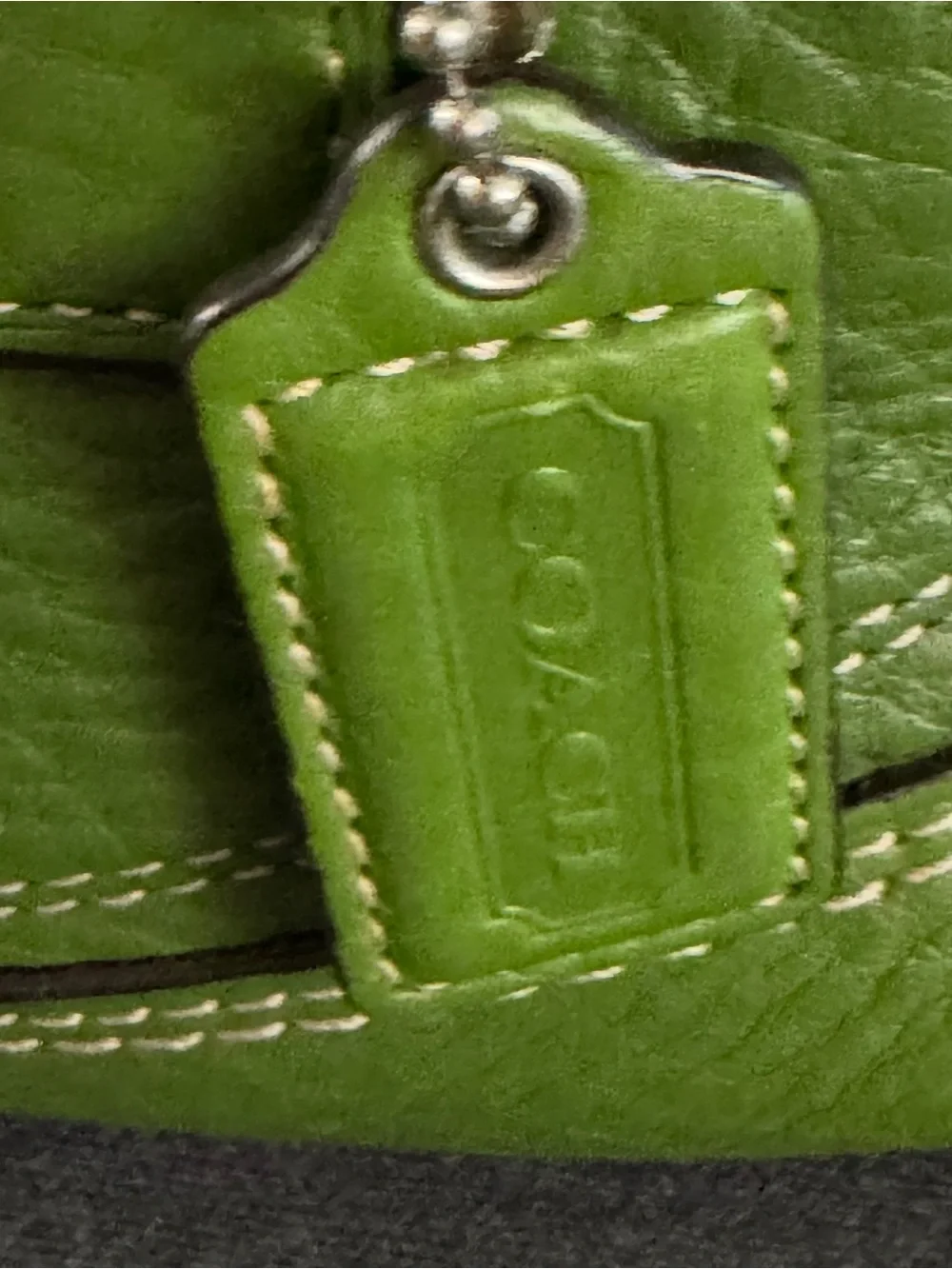 Coach Vintage Green Pebbled Leather Satchel Turnlock Handbag Y2K